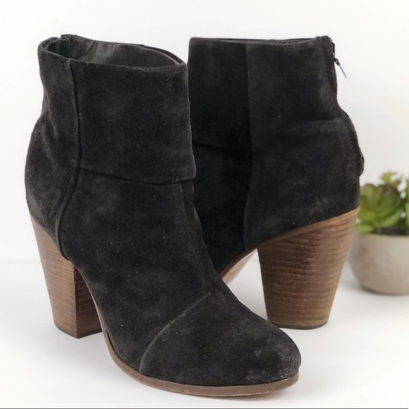 RAG & BONE Shoes Womens 38.5 Black Ashby Suede Leather Ankle bootie Boot 8.5 - Picture 1 of 10